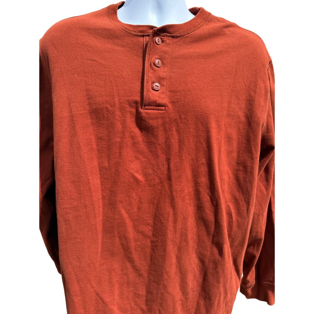 Saddlebred Henley Classic Stretch Long Sleeve Shirt Men’s XL Orange Flex Carbon
